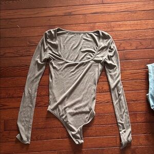 Streetwear Society Olive Green Long Sleeve Scoop Neck Bodysuit